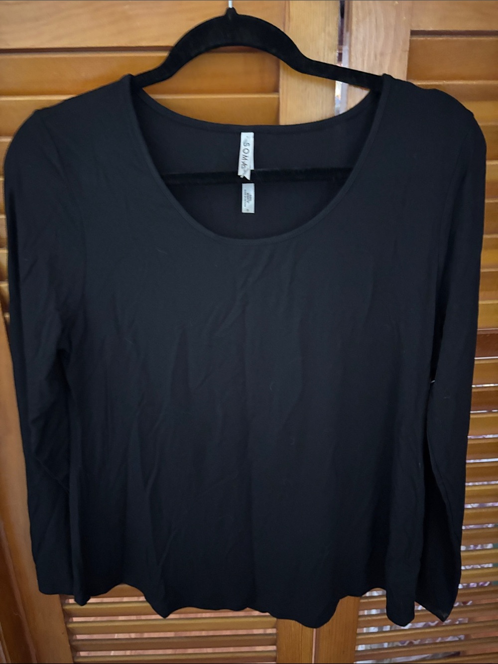 Soma Black Long-Sleeve Scoop Neck Top